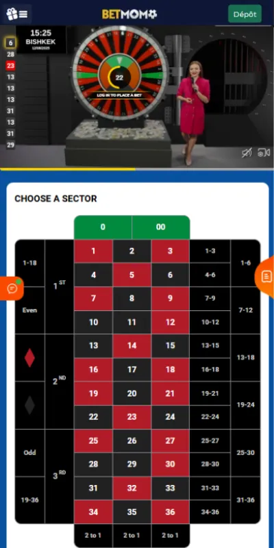 Roue de la chance en direct betmomo