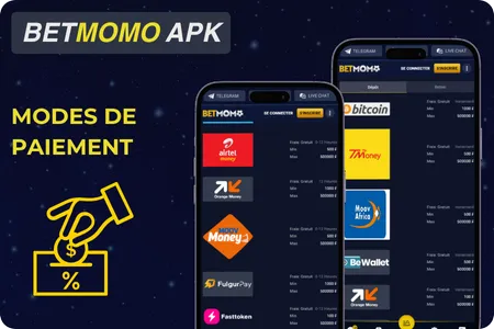 Moyens de paiement disponibles sur la plateforme