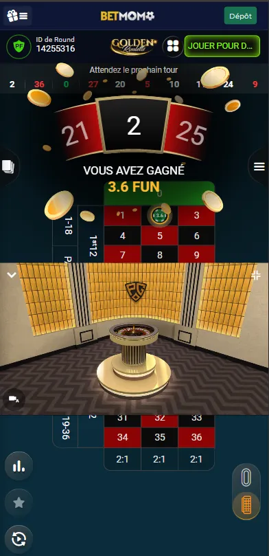 Numéro gagnant à la roulette